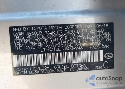 2018 Lexus Gs 350 F Sport z USA, uszkodzony, nr VIN JTHCZ1BL1JA009946